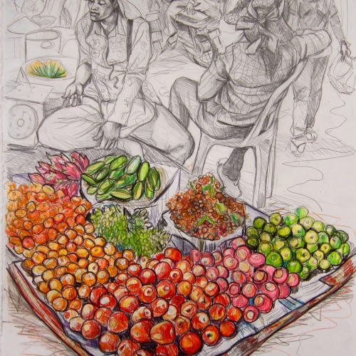 Fruit Stall. 570 X 760. 2017. Pencil on Paper. Gavin Brown.jpg