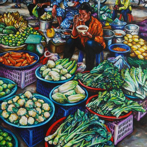 Vegetable Sellers Eating_220 X 1520_2016_Gavin Brown_Oil on Canvas