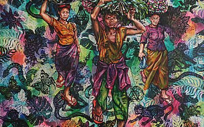 01 Flower Sellers 1_mixed media on canvas_153cmx138cm